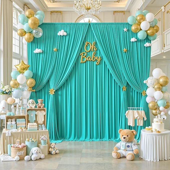 10x12 ft Turquoise Backdrop Curtains - Image 7