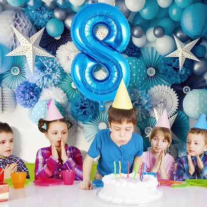 Blue Number 8 Balloon 40 Inch, Big Large Foil Helium Number Balloons, Jumbo - Image 5