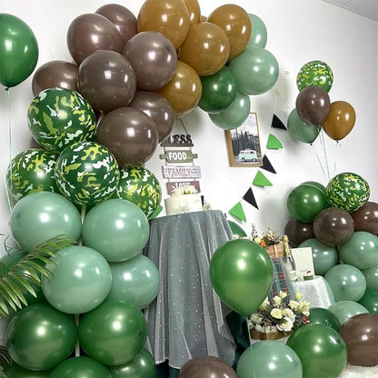 Green and Brown Army Balloons Set, 12 Inch Dark Sage Green Retro Light Coffee - Image 3