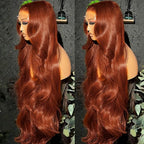 AMIRTY 250 density 36 Inch Dark Ginger Wig Human Hair Pre Plucked 13x4 Auburn Colored Lace Front Wigs Body Wave Glueless Wigs Human Hair HD Lace Frontal Reddish Brown Human Hair Wig