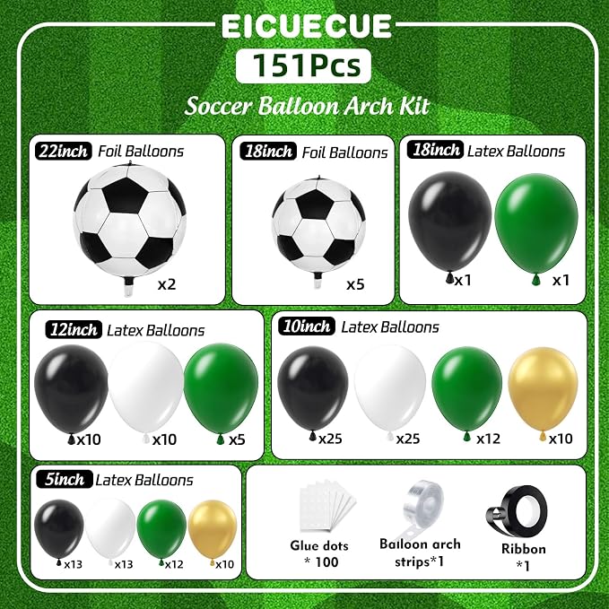 Soccer Balloons Garland Arch Kit 151Pcs - Image 2