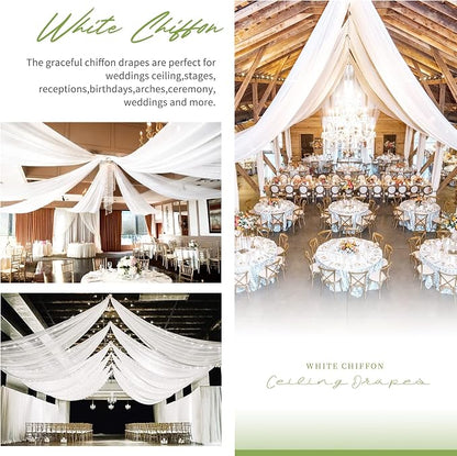 6 Panels White Ceiling Drapes for Wedding Ceiling Drapes 5ftx20ft Wedding Arch - Image 6