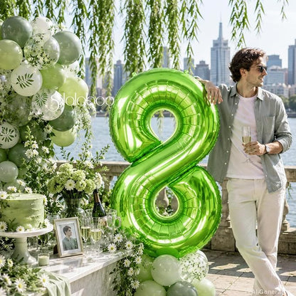 40 Inch Green Number 8 Balloon Lime Big Large Helium Number 0-9 | Giant Digital - Image 2