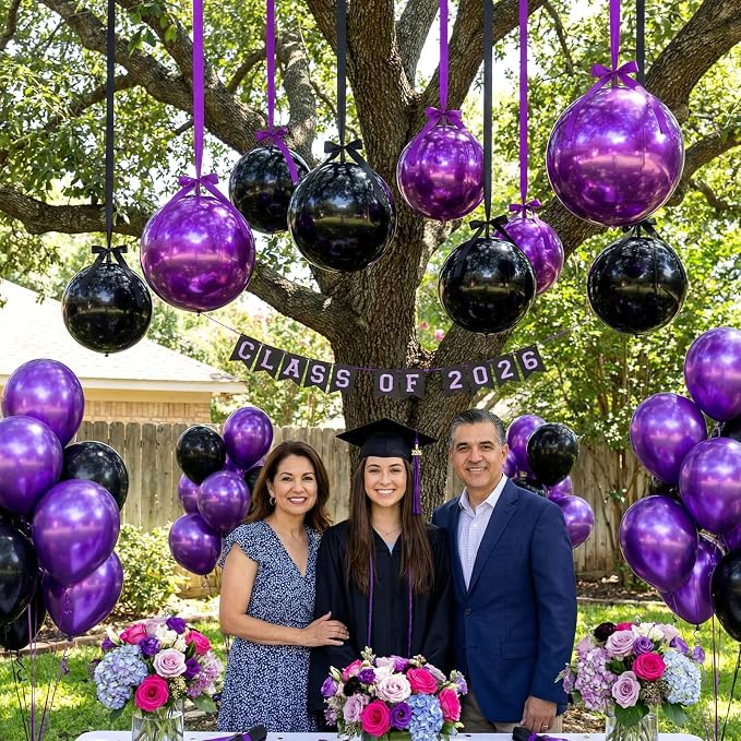 Jenaai 30 Set Black and Purple Foil Balloons Bulk 22 Inch 4d Metallic - Image 6