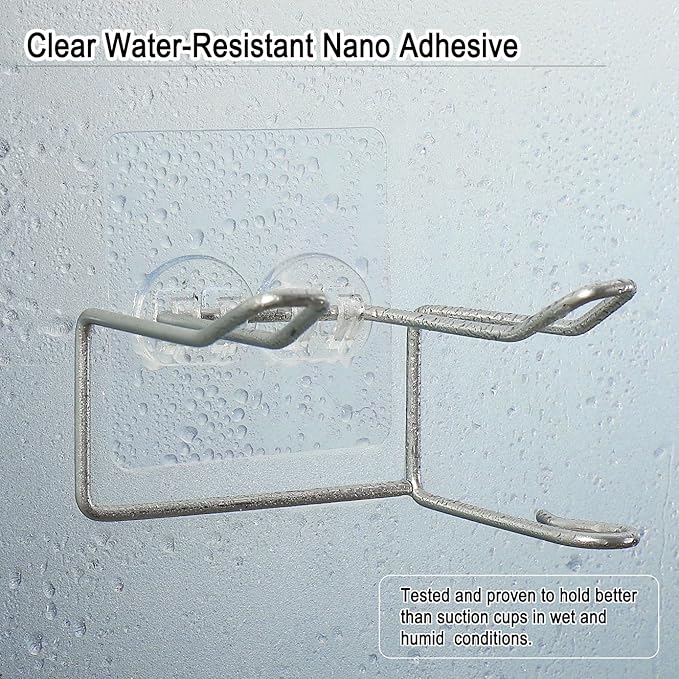 2 Pack Hair Dryer Holder, Wall Mount Self Adhesive Waterproof Blow Dryer Rack Storage Organizer Hanger, Compatible with Dyson and Most Hair Blower Appliance, Curling Iron, Straighteners, Brush