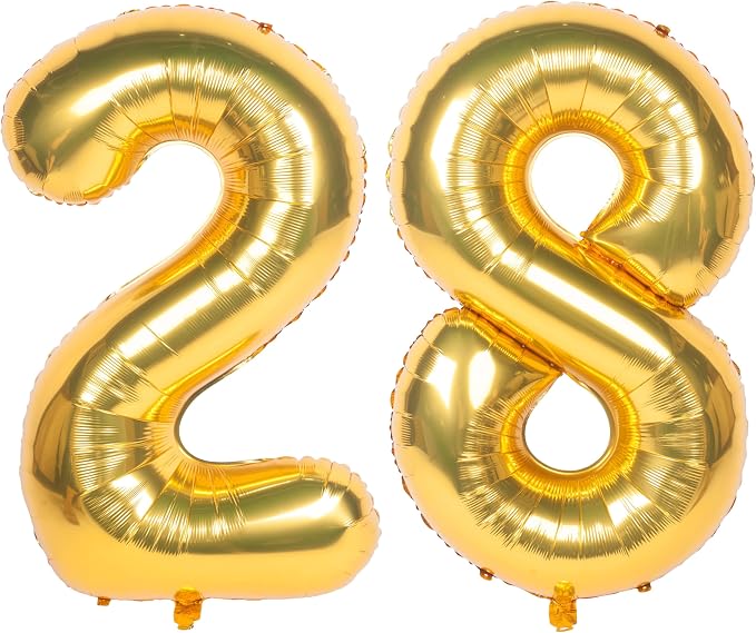 40 Inch gold Number Balloons 28 Helium Foil Mylar Balloon | Birthday Party by Exquisitehighqualitypartydecorationstomeetyoureveryneed%EF%BC%81