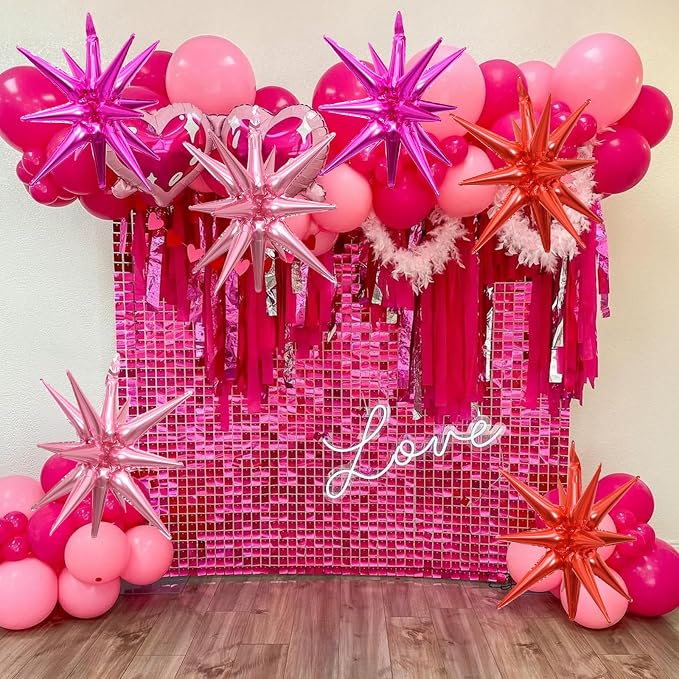 HILAVO 6PCS Star Balloons, 22Inch Huge Hot Pink Red Pink Star Balloon Foil - Image 6