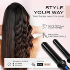 NuMe Classic Ceramic Curling Wand - Tourmaline 1.25 Inch Barrel Hair Curler, Negative Ion Conditioning, Far Infrared Heat - All Hair Types - Black