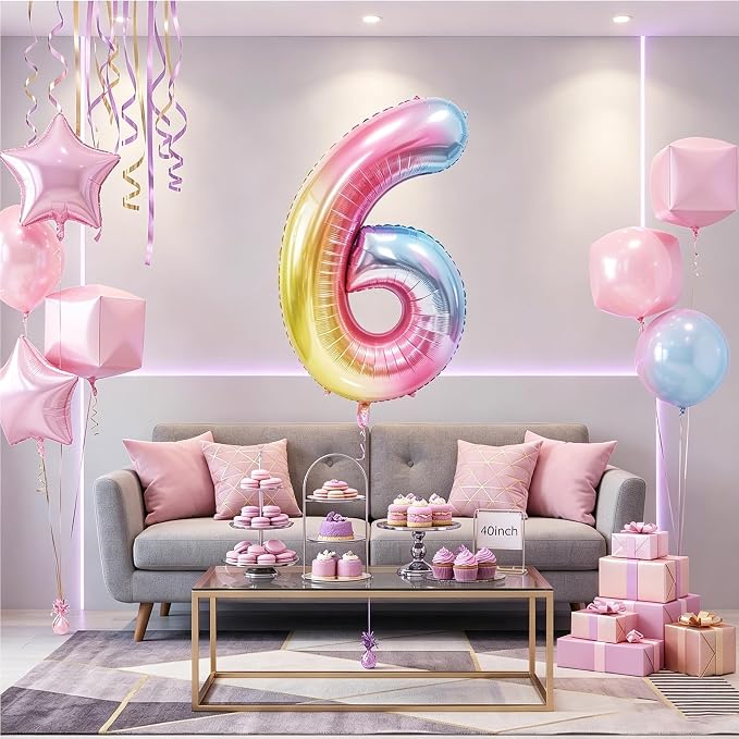 Rainbow Number Balloons Birthday Balloons - Image 7