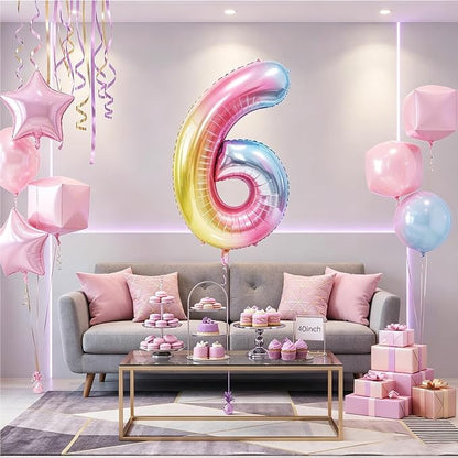 Rainbow Number Balloons Birthday Balloons - Image 7
