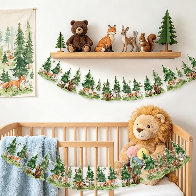 SUNBEAUTY Woodland Animals Banner 13.2FT Baby Shower Garland Party Supplies | - Image 6