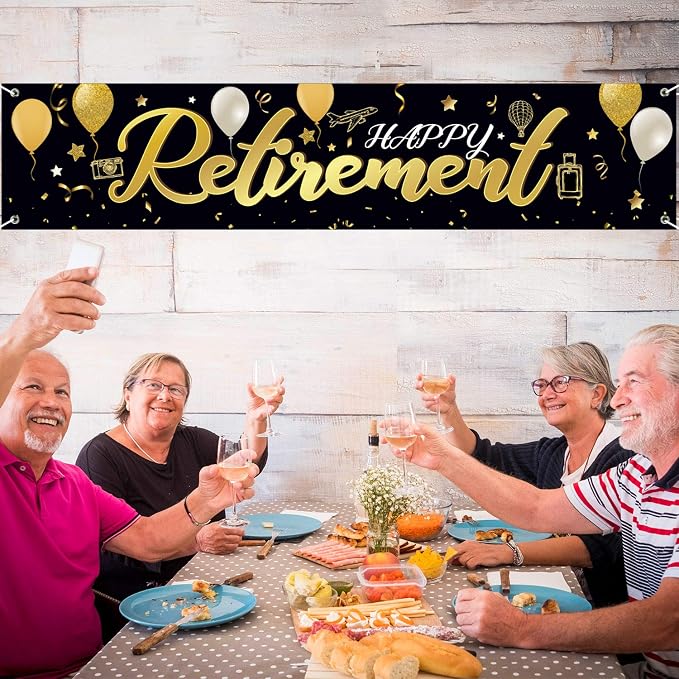 Blulu Retirement Decoration Banner 72.8 x 15.7 Inch Large Fabric Yard Sign - Image 4