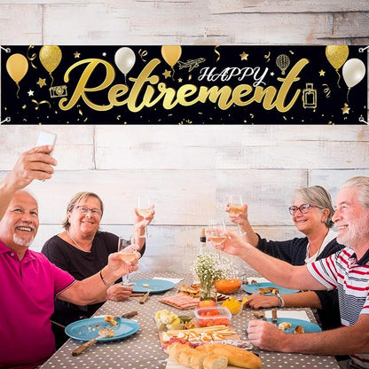 Blulu Retirement Decoration Banner 72.8 x 15.7 Inch Large Fabric Yard Sign - Image 4