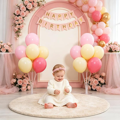 4 Set Pink Yellow White Balloon Stand Centerpiece Table Decorations | Birthday - Image 2