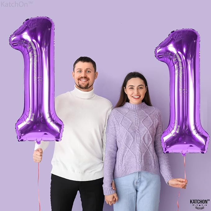 KatchOn Purple Number 11 Balloon 40 Inch, 11th Birthday Balloon Decor | 11th - Image 7