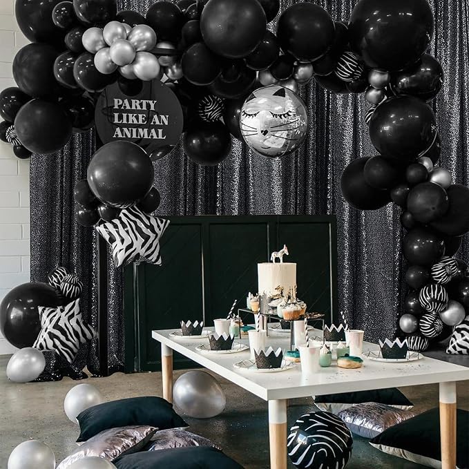 Sugargirl Halloween Black Sequin Backdrop Curtain 2 Panels 2FTx8FT Glitter - Image 2