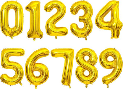 2 Set 20 Pcs Number Balloons 16 Inch Gold 0-9 Number Mylar Foil Balloons Gold by Unknown