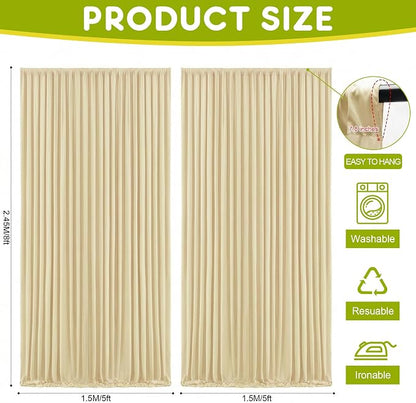 Beige Backdrop Curtain for Wedding Parties Backdrop Drapes 10x8FT | Wrinkle - Image 2