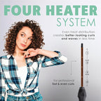MINT Professional Clamp-Free Curling Wand 3/8 Inch for Long Hair | Extra Long Curl Wand 4-Heater Ionic Ceramic Tourmaline Barrel | Best Curling Wands | Adjustable 230-430°F | Worldwide Dual Voltage