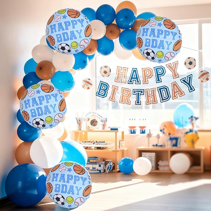 Sports Birthday Balloons Party Decorations, 18 Inch Inflatable HAPPY BDAY Mylar - Image 6