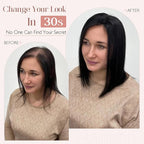Hairro 100% Human Hair Topper No Bangs, Real Clip in Hair Hairpieces for Women, 3.94x4.72" Silk Base for Thinning Receding High Hairline, 12 Inch Natural Black Middle Part