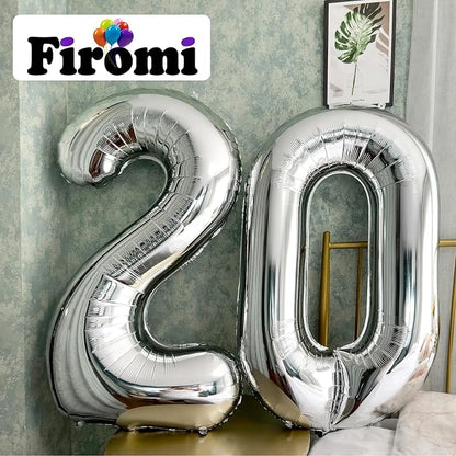 FIROMI 20 Number Balloons Silver Big Foil Mylar 20 Balloon Numbers 40-inch | - Image 3