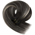 YoungSee 130G Weft Hair Extensions Ombre Black Sew in Hair Extensions Black Ombre Silver Blonde Balayage Sew in Hair Extensions Real Human Hair 24Inch