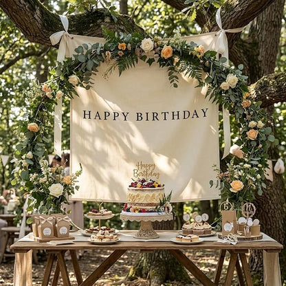 Oudain 40x40 Inch Happy Birthday Burlap Banner, Fabric Party Decorations - Image 3
