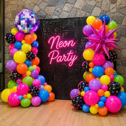 Neon Balloons, 12Inch Disco Rainbow Balloons, Hot Pink Blue Green Orange Purple - Image 5