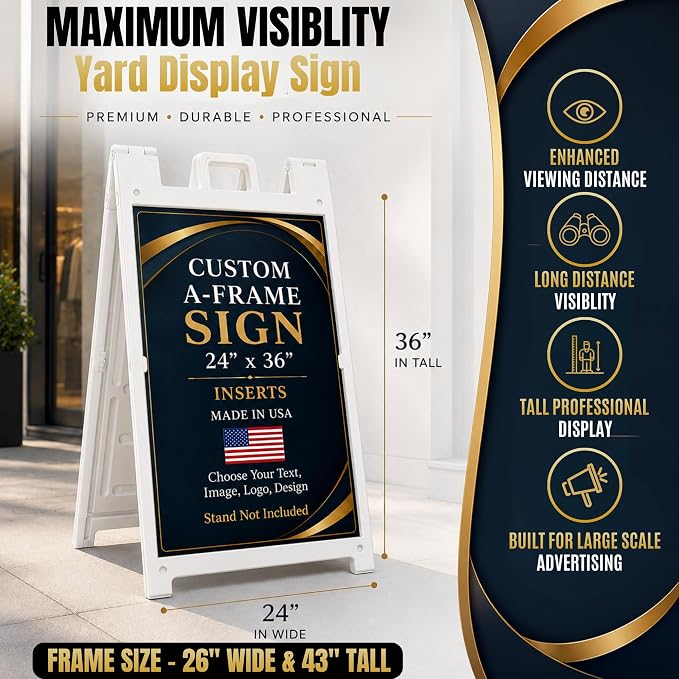 Plastic Sign HolderA-Frame Sidewalk Curb Std by BCB 24x36 | Printed in USA | - Image 3