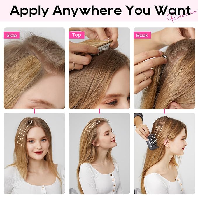 REECHO Clip in Hair Volumizer, 2PCS 6 inch Short Thick Clip in Hairpieces Adding Extra Volume Hair Extensions for Women (Light Silver)