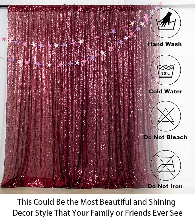 ShinyBeauty Burgundy Sequin Backdrop 5FTx7FT, - Image 5