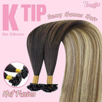 YoungSee K Tip Hair Extensions Human Hair Balayage 20 Inch K Tips Human Hair Extensions Balayage Blonde with Brown 50s/50g