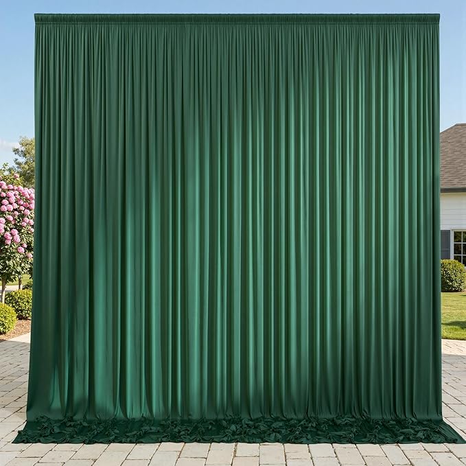 10x8 ft Wrinkle Free Hunter Green Backdrop Curtains by ENJOYYOURPARTY