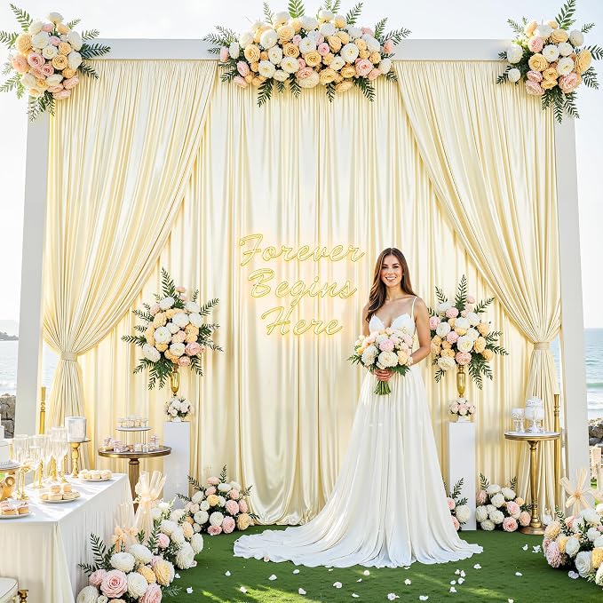 10x10 ft Champagne Glitter Backdrop Curtain - Image 5