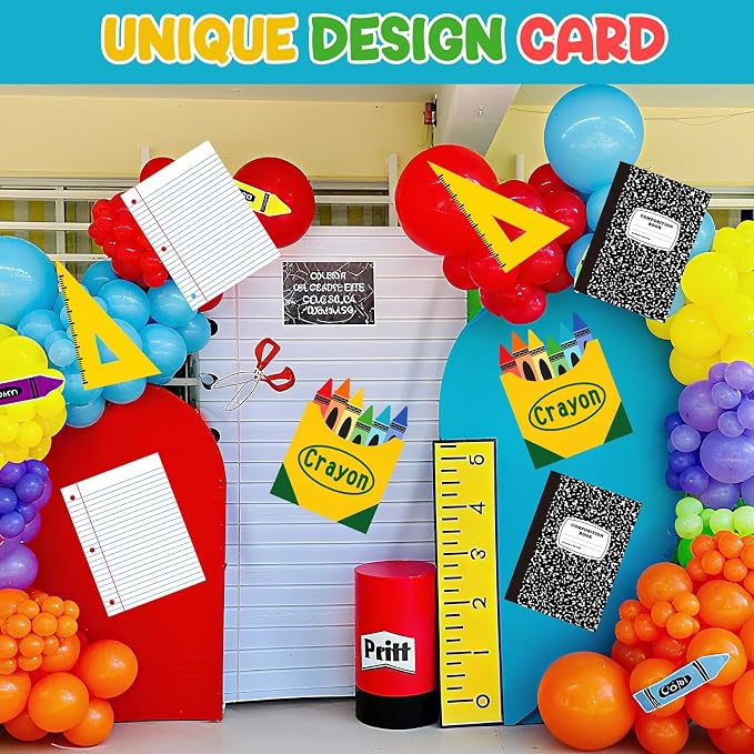 8 Pcs Back to Party Paper Cards Sets 13.8 Inch Colorful Stationery Design Cards - Image 5