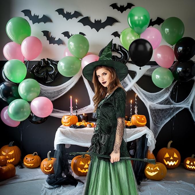 Black and Pink Green Balloons, 12 Inch Hot Pink and Black Green Balloons Pastel - Image 7