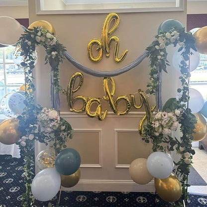 Dusty Blue Balloon Set, 60 Packs 12 Inches Metallic Chrome Gold Macaron Blue - Image 3