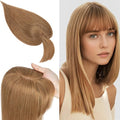 SEGO 100% Real Human Hair Toppers, with Air Bangs, Silk Base 150% Density, Clip in Topper, 2.7肺5.1・ HairPieces for Women, with Thinning/Hair Loss Cover Gray