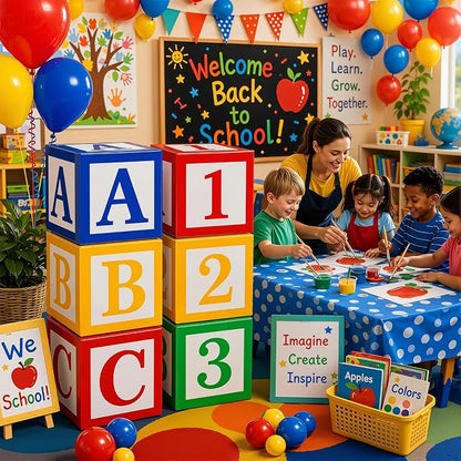 OLANRUN Back to School Decorations, Cartoon Back to School Balloons Backdrop - Image 4