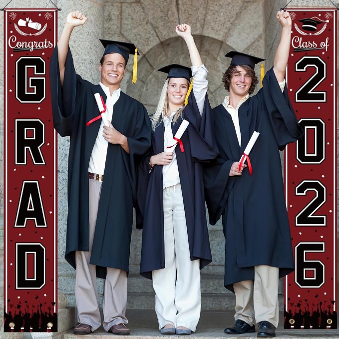 OHOME Graduation Decorations 2026 2027- Maroon Congrats Grad Porch Banner - Image 6