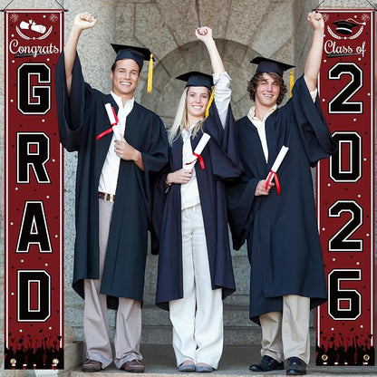 OHOME Graduation Decorations 2026 2027- Maroon Congrats Grad Porch Banner - Image 6