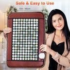Natural Blue Jade Heating Pad, Infrared Heating Pad, Far Infrared Heating Pads with Travel Bag and Chair Strap, Smart Controller with Memory Function, Auto Shut Off (Brown, 25 in x 18 in)