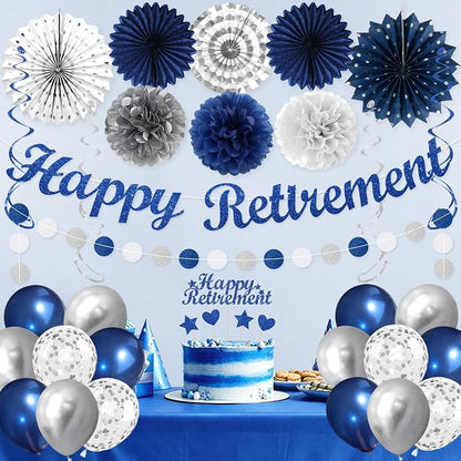 Vlipoeasn Blue Silver Retirement Decorations - Image 5