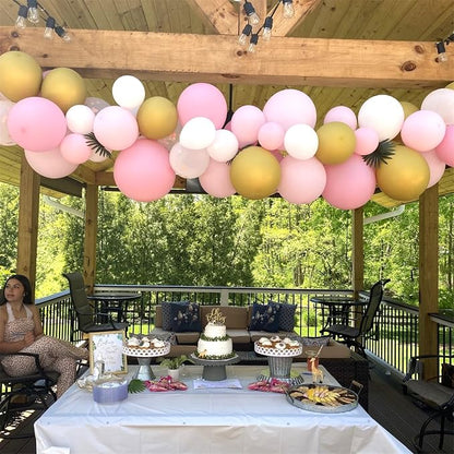 Pink Gold Balloons Set, 12 Inch Matte Pink Pastel Baby Pink Metallic Gold - Image 6