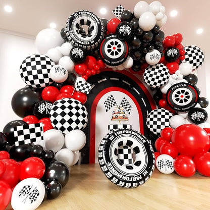 Race Car Balloon Arch Kit -153Pcs Different Size Balloons and Tire Flags by Unknown