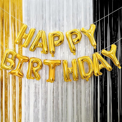 Gold Happy Birthday Balloon Banner, Foil Letter Balloons Party Decoration Sign by Unknown