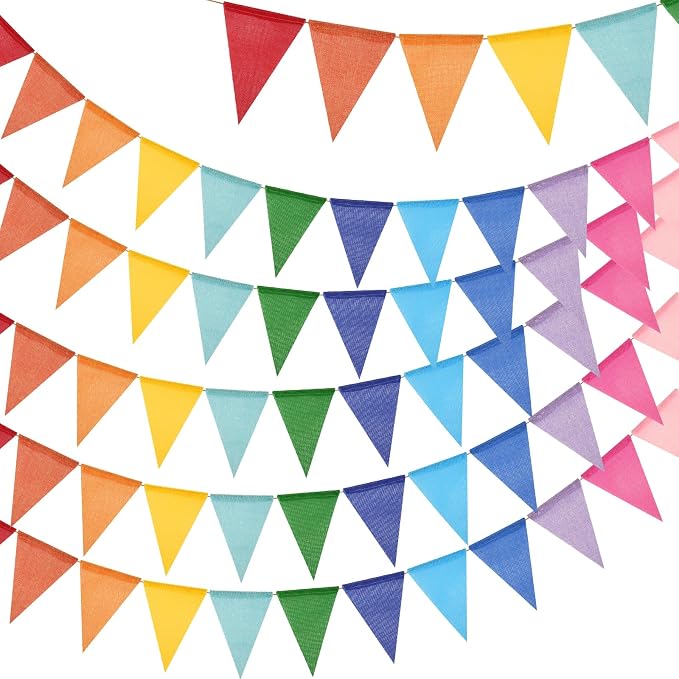 G2PLUS Rainbow Pennant Banner, 65Ft Multicolor Triangle Flag Bunting, Holiday by G2PLUS
