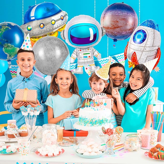 6 Pcs Galaxy Balloons, Outer Space Spaceship Rocket Astronauts Balloon - Image 7
