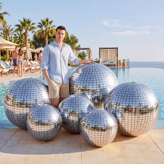 6 Pcs Giant Metallic Party Balloons, Birthday Wedding Bridal Shower Disco Party - Image 8